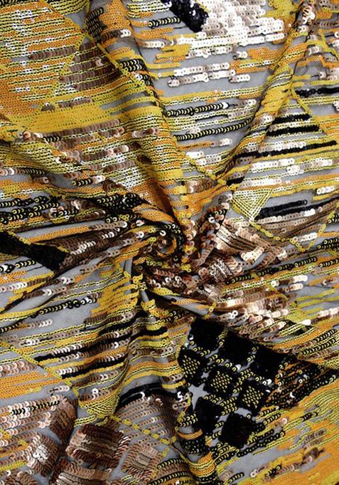 Yellow Embellished Blouse Georgette Pre Draped Saree Set