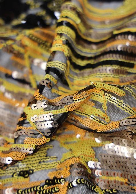 Yellow Embellished Blouse Georgette Pre Draped Saree Set