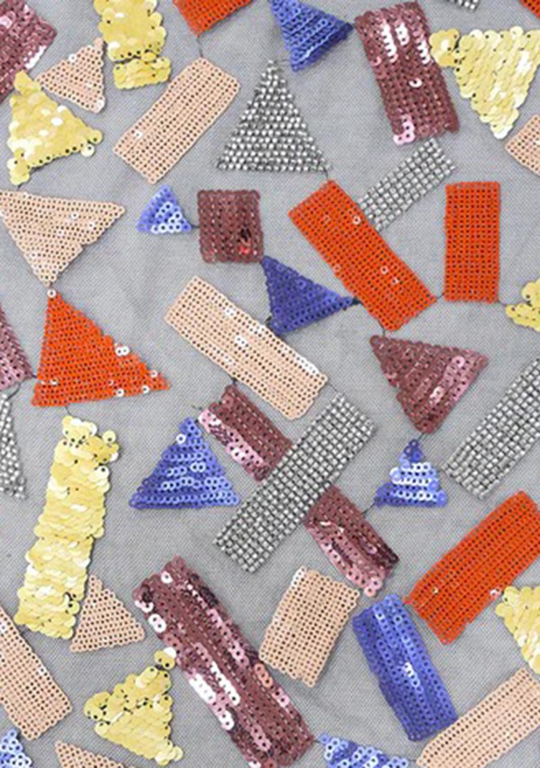 Grey Embellished Blouse Georgette Pre Draped Saree Set - Indya