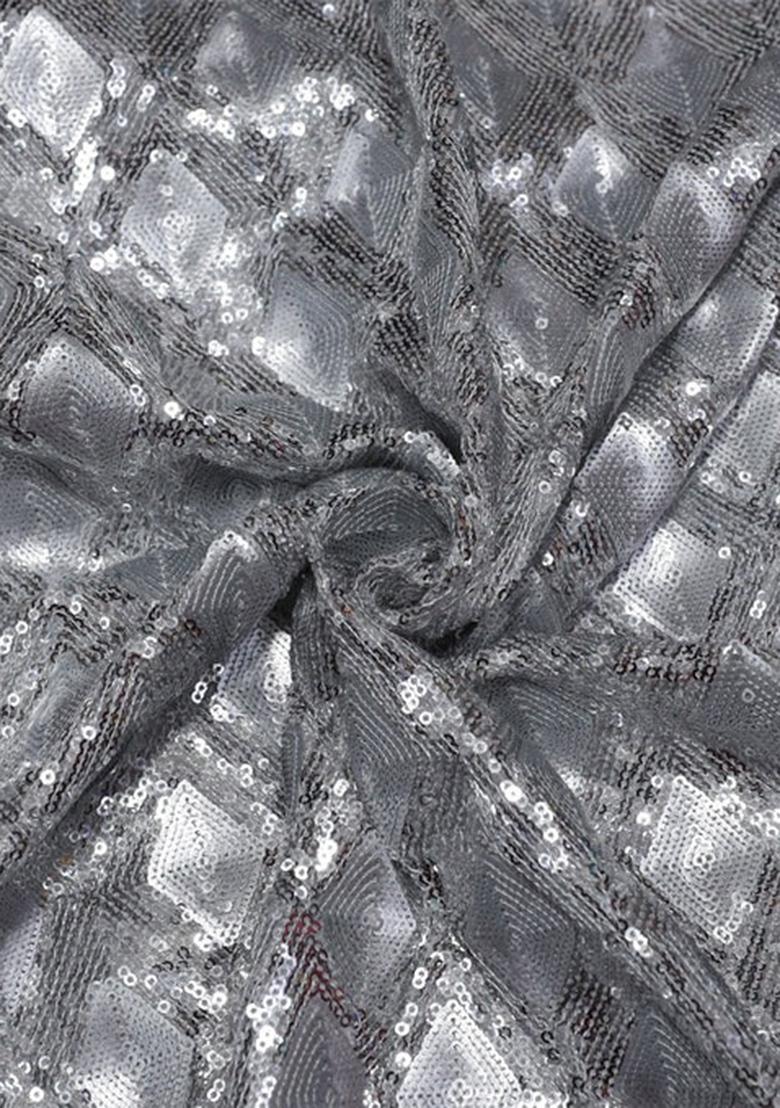 Golden Embellished Georgette Pre Draped Saree Set