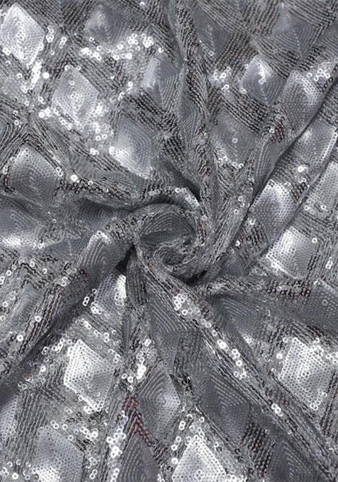 Golden Embellished Georgette Pre Draped Saree Set