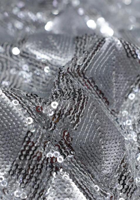 Golden Embellished Georgette Pre Draped Saree Set