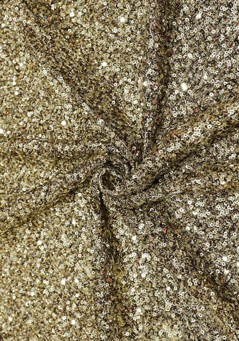 Golden Embellished Georgette Pre Draped Saree Set