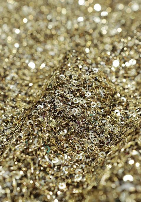 Golden Embellished Georgette Pre Draped Saree Set