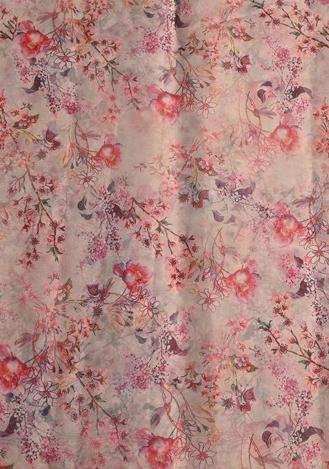 Pink Embroidered Organza Pre Draped Saree Set