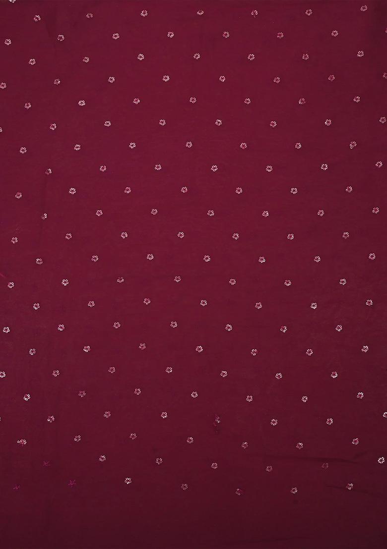 Maroon Embroidered Organza Pre Draped Saree Set