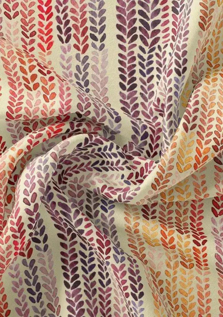 Purple Printed Chinon Pre Draped Saree Set - Indya