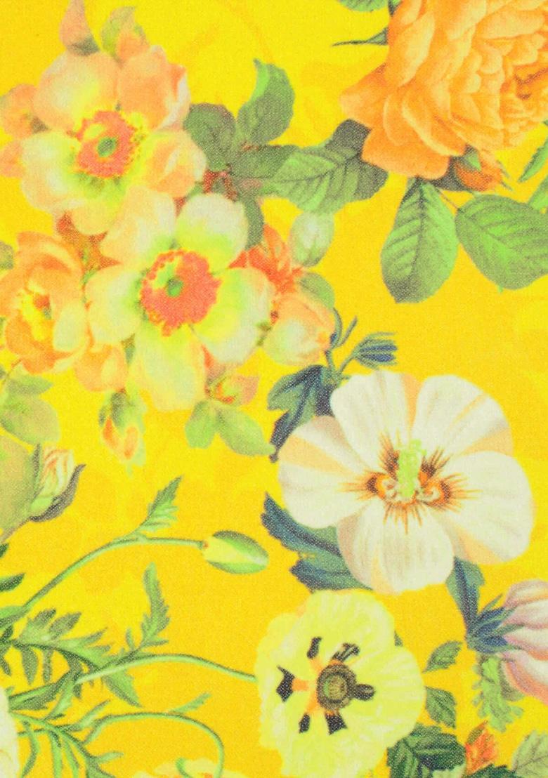 Yellow Printed Georgette Pre Draped Saree Set - Indya