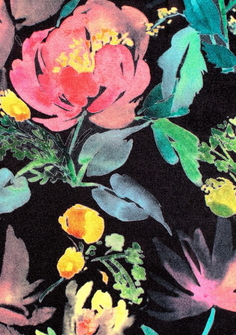 Black Printed Satin Pre Draped Saree Set - Indya