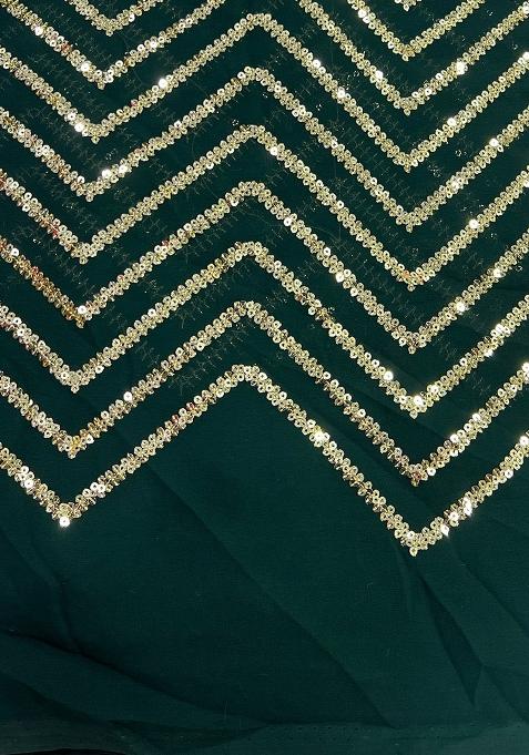 Green Embroidered Georgette Pre Draped Saree Set