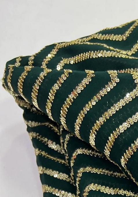 Green Embroidered Georgette Pre Draped Saree Set