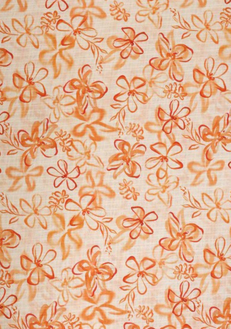 Off White Printed Pre Draped Saree Set