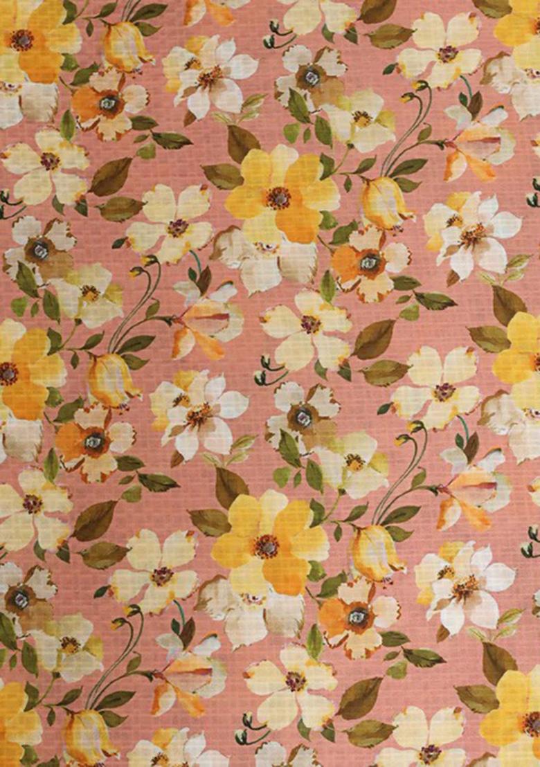 Multicolor Printed Pre Draped Saree Set