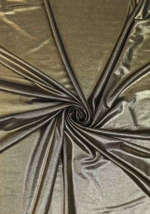 Green Solid Knitted Foil Pre Draped Saree Set