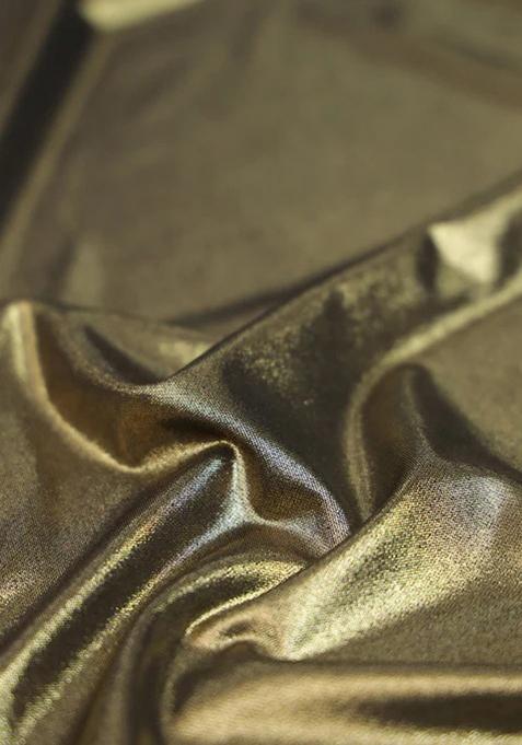 Green Solid Knitted Foil Pre Draped Saree Set