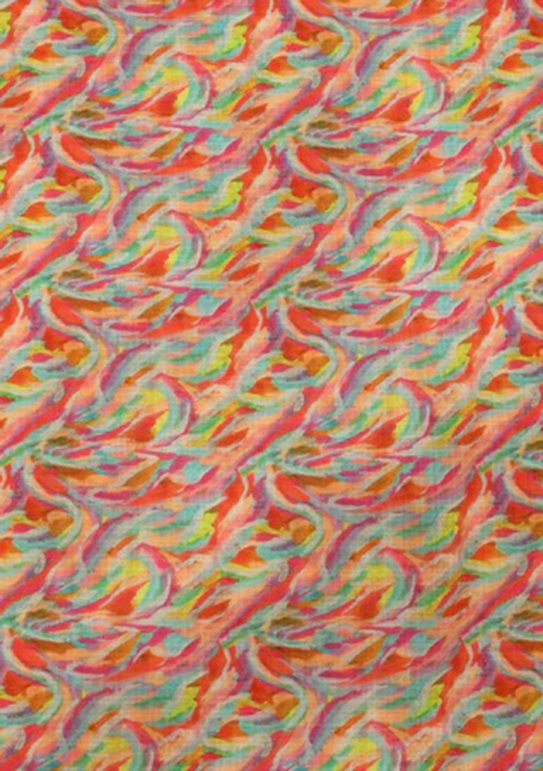 Multicolor Printed Pre Draped Saree Set