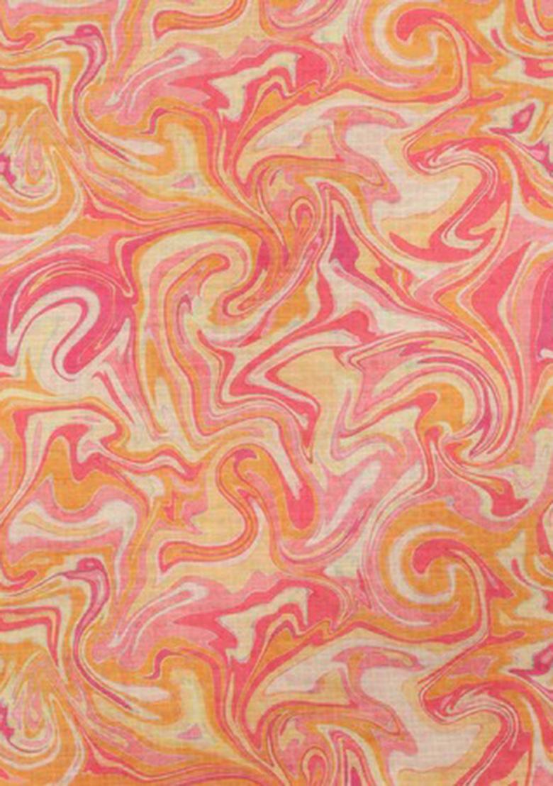 Multicolor Printed Pre Draped Saree Set