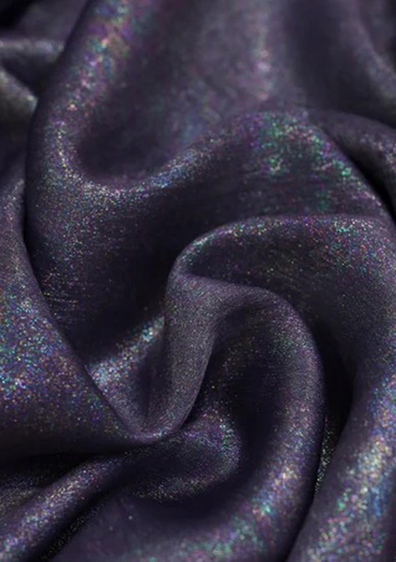 Purple Embellished Pre Draped Saree Set