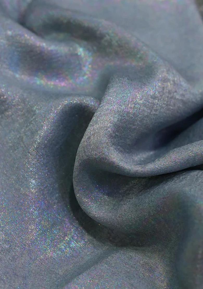 Blue Embellished Pre Draped Saree Set