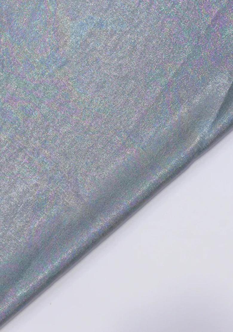 Blue Embellished Pre Draped Saree Set