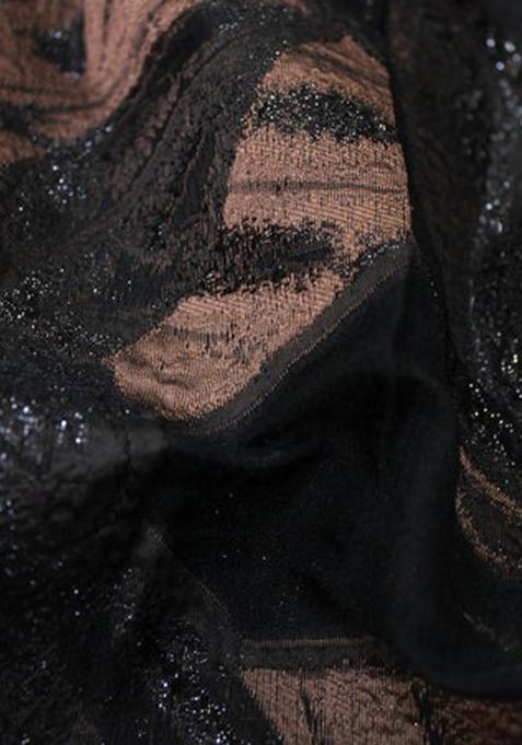 Black Embroidered Blouse Organza Pre Draped Saree Set