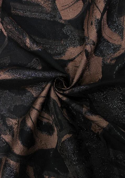 Black Embroidered Blouse Organza Pre Draped Saree Set