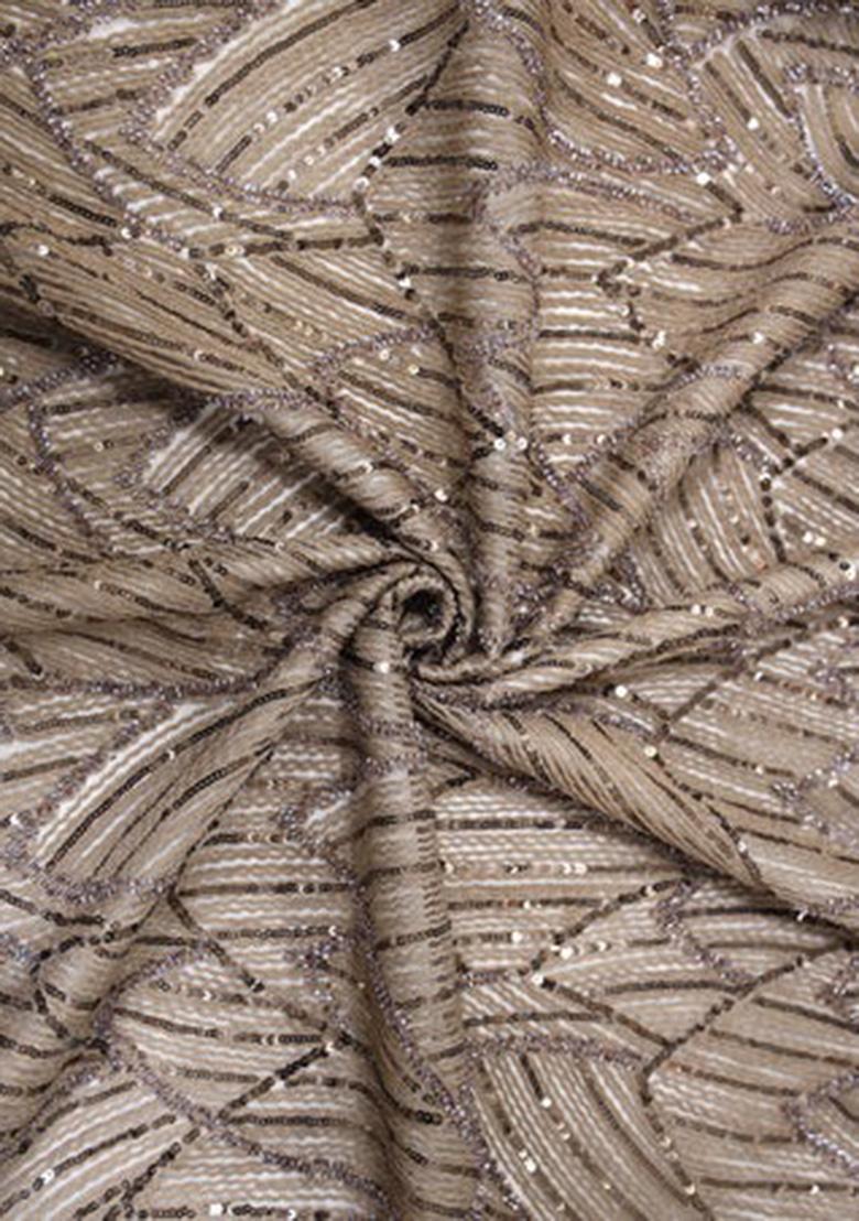 Beige Embroidered Blouse Georgette Pre Draped Saree Set