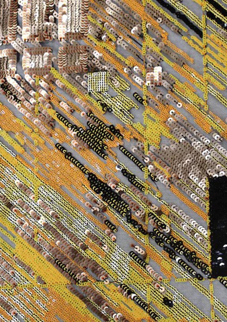 Yellow Embroidered Blouse Georgette Pre Draped Saree Set