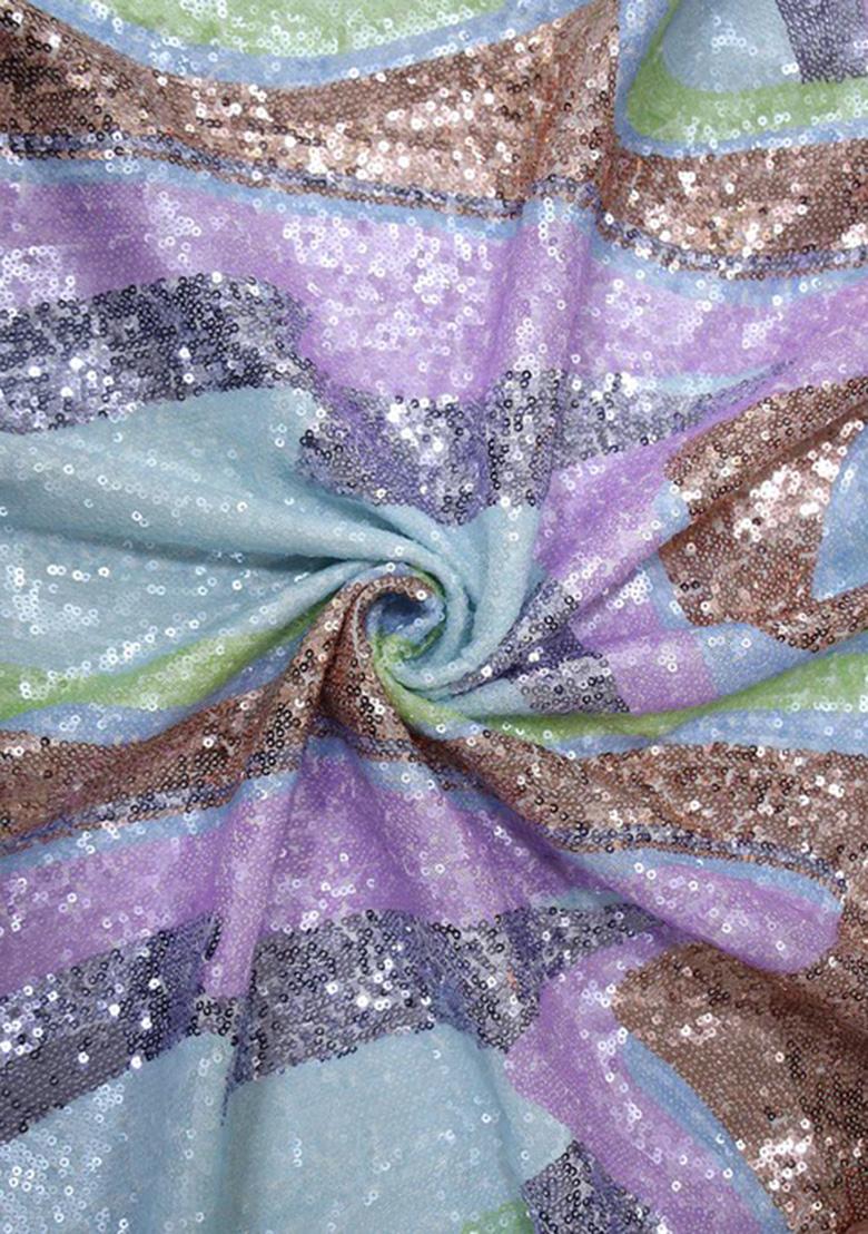 Blue Embroidered Blouse Georgette Pre Draped Saree Set