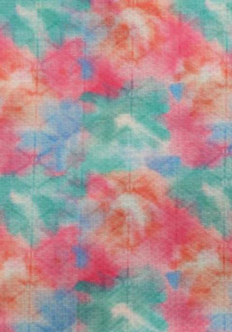 Multicolor Printed Pre Draped Saree Set