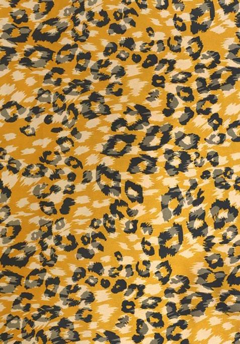 Black And Yellow Printed Pre Draped Saree Set