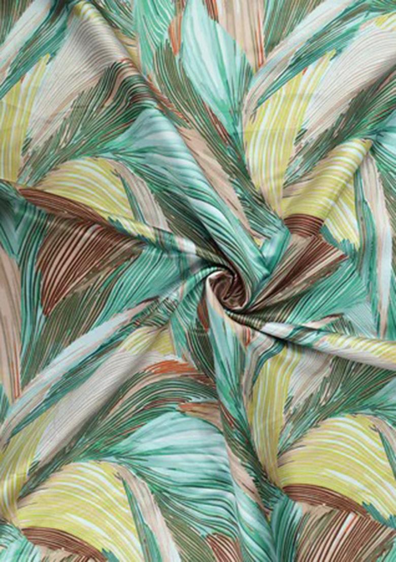 Multicolor Printed Pre Draped Saree Set