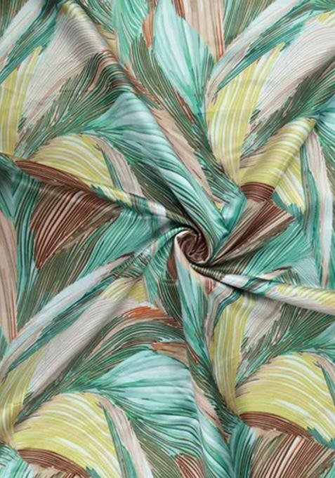 Multicolor Printed Pre Draped Saree Set