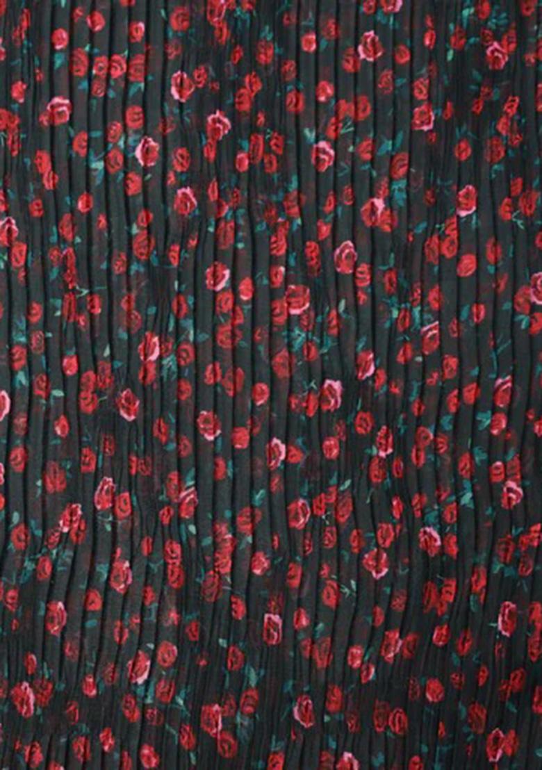 Red Printed Pre Draped Saree Set