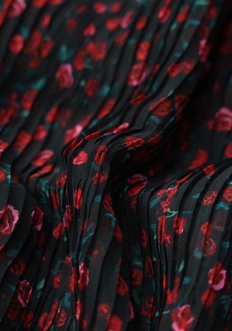 Red Printed Pre Draped Saree Set