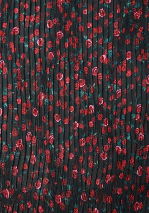 Red Printed Pre Draped Saree Set