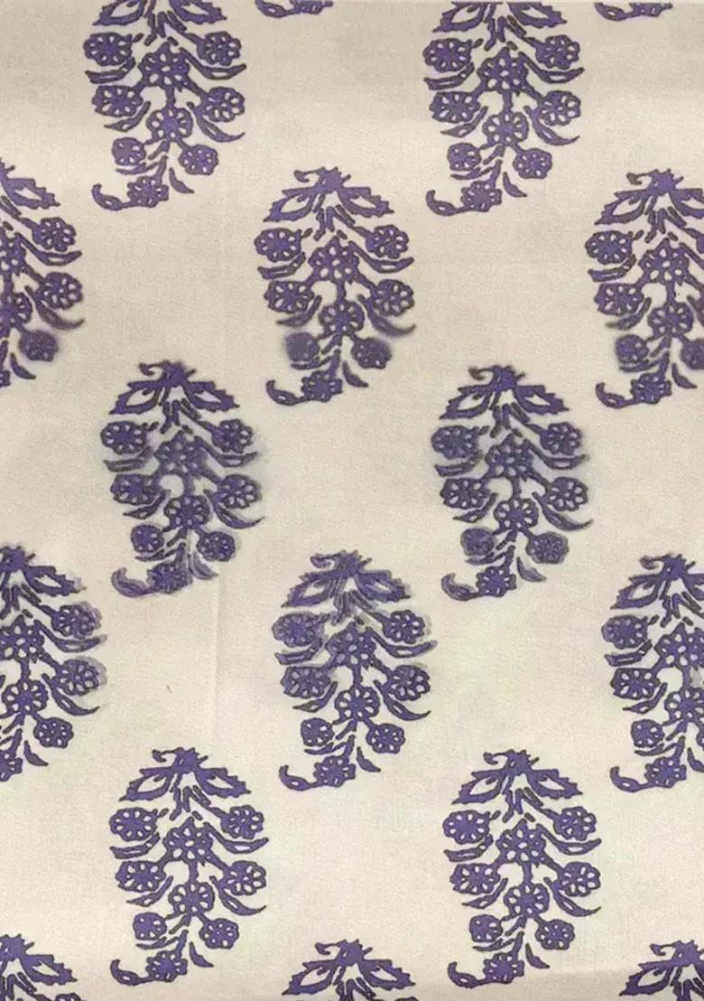 Off White Floral Print Satin Pre Draped Saree Set - Indya