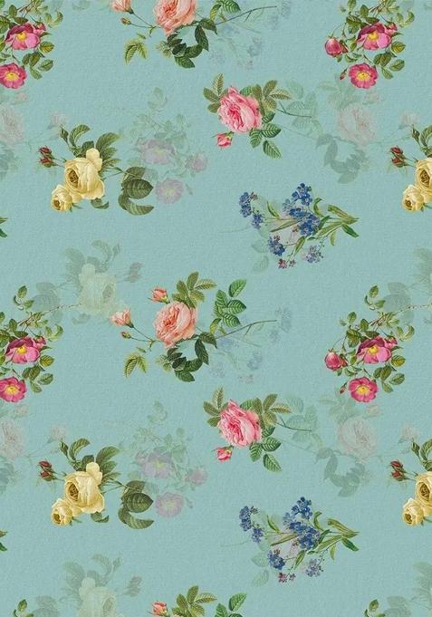 Blue Floral Print Satin Pre Draped Saree Set