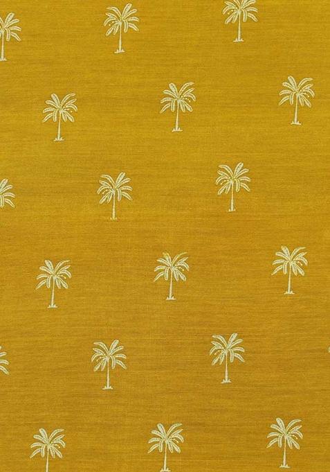 Mustard Printed Chanderi Pre Draped Saree Set