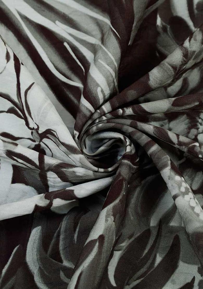 Multi Color Floral Print Chanderi Pre Draped Saree Set