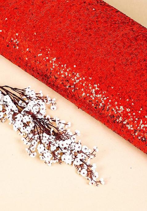 Red Embellished Net Pre Draped Saree Set