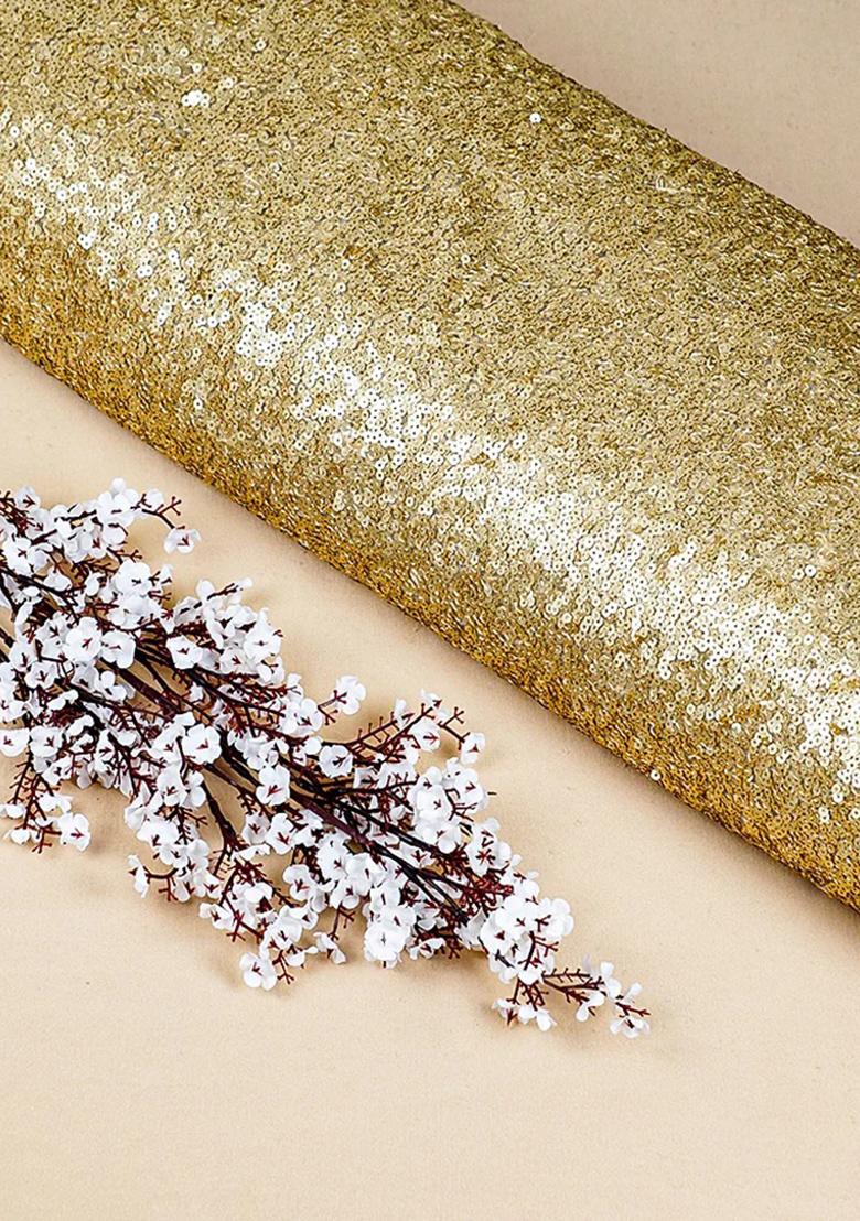 Golden Embellished Net Pre Draped Saree Set