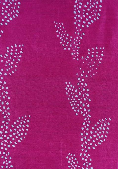 Pink Printed Chanderi Pre Draped Saree Set