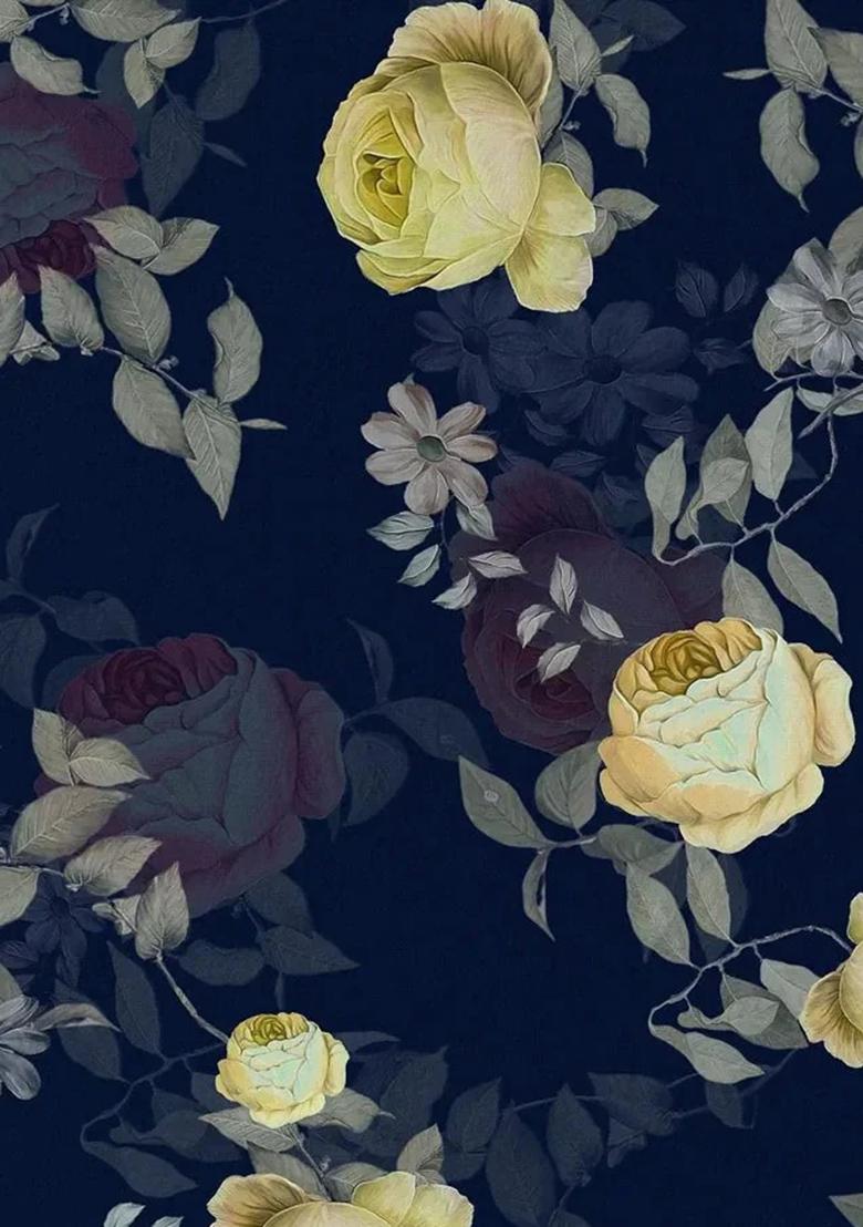 Blue Floral Print Georgette Pre Draped Saree Set