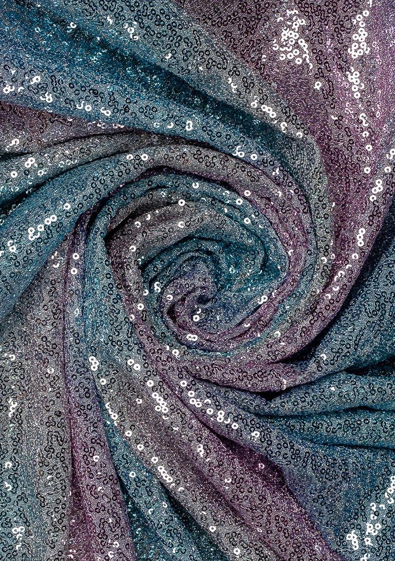 Multicolor Net Sequin Pre Draped Saree Set