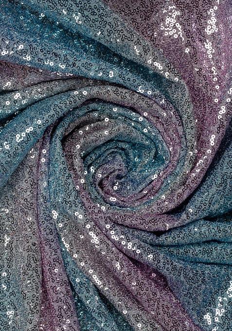 Multicolor Net Sequin Pre Draped Saree Set