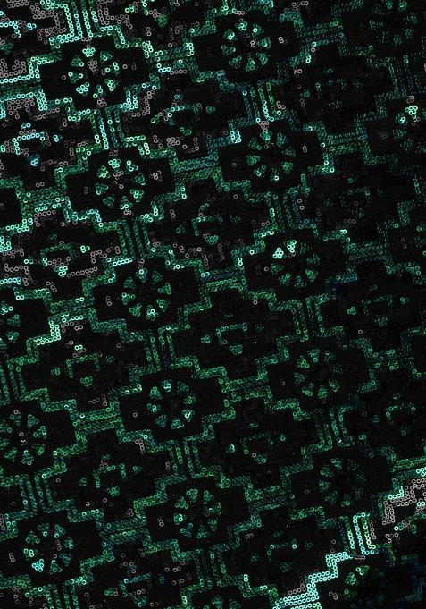 Green Net Sequin Pre Draped Saree Set