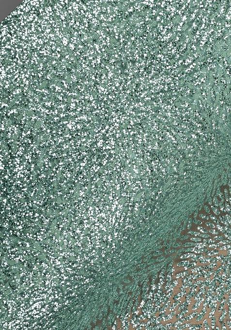 Grey Net Sequin Pre Draped Saree Set