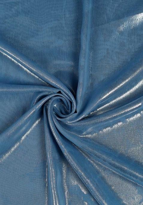 Blue Chiffon Pre Draped Saree