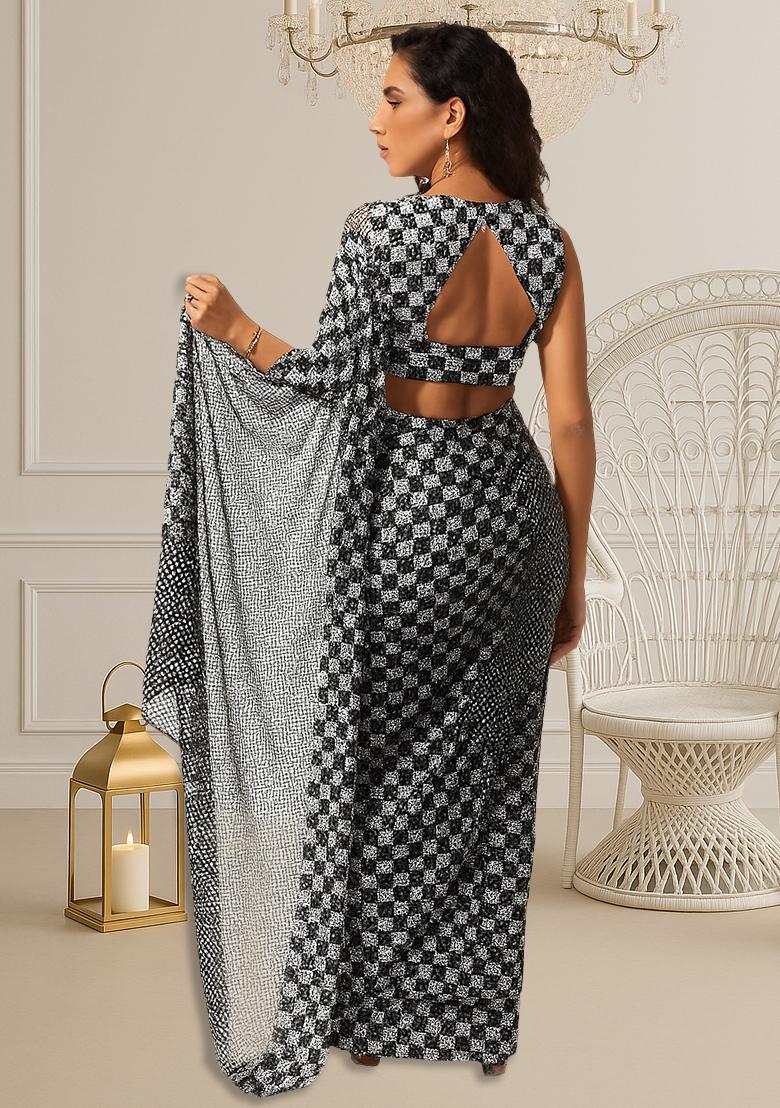 Black And White Net Sequin Fusion Set - Indya